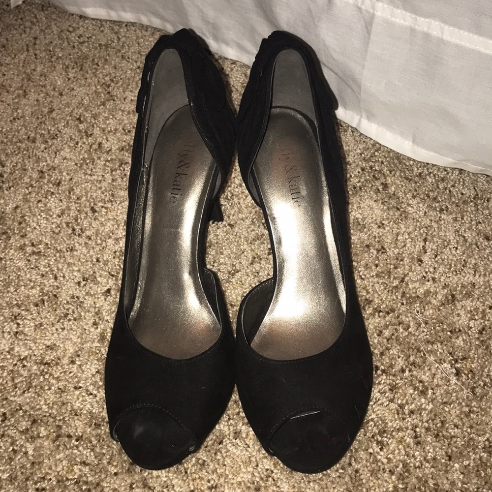 Kelly & Katie Black Peeptoe Heels